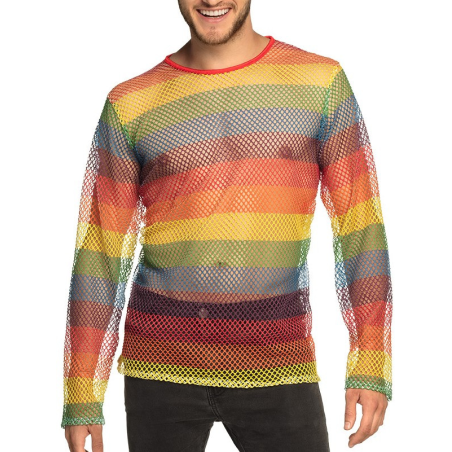 Camiseta de red arcoíris para hombre