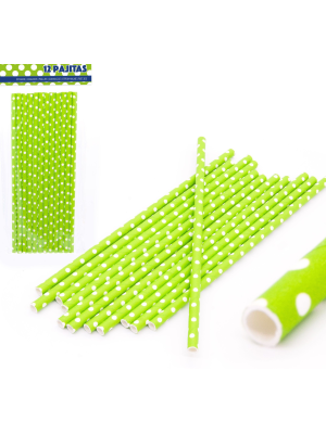Pajitas verdes de papel 12 unid.