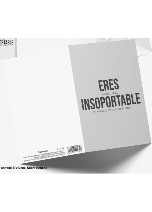 Tarjeta tarta eres insoportable