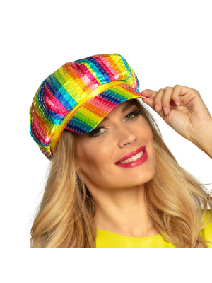Gorra lentejuelas arcoíris