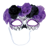 Antifaz Catrina Flores Lila y Negra