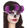 Antifaz Catrina Flores Lila y Negra