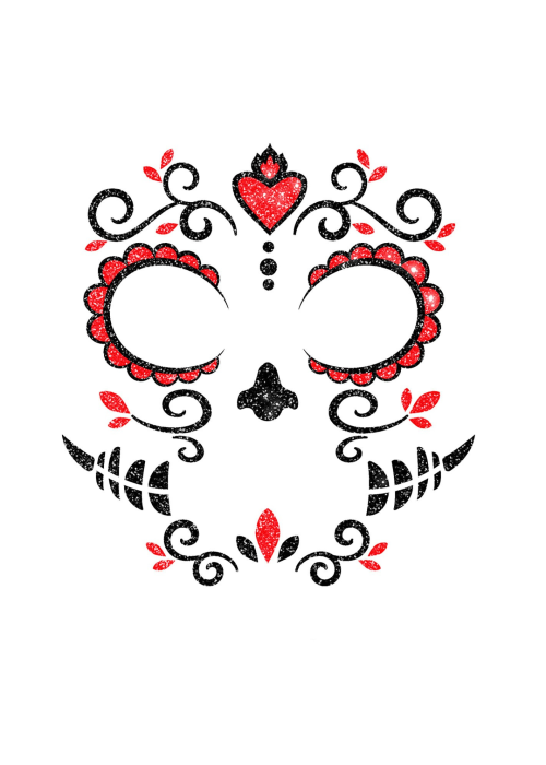 Tatuaje Cara Catrina Glitter