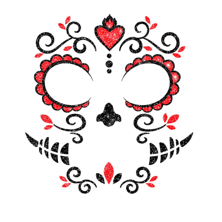 Tatuaje Cara Catrina Glitter