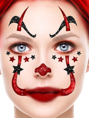 Tatuaje Cara Payaso Glitter