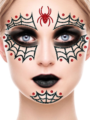 Tatuaje Cara Araña Glitter