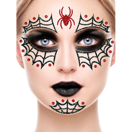 Tatuaje Cara Araña Glitter
