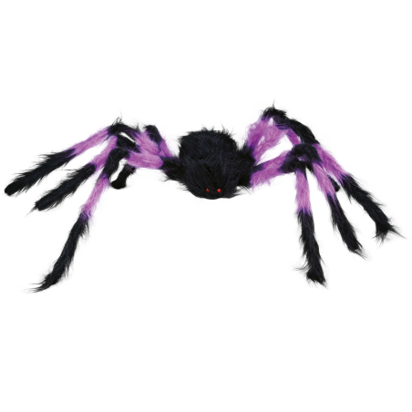 Araña con Pelo Negra y Lila 75 cm