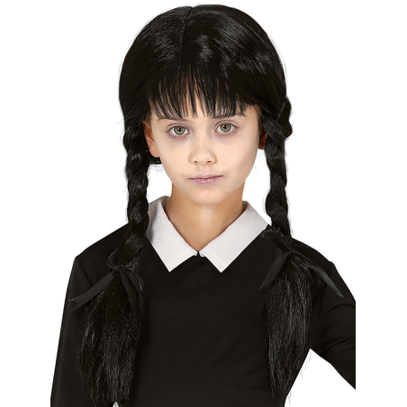 Peluca Trenzas Negras Infantil