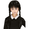 Peluca Trenzas Negras con Flequillo Infantil
