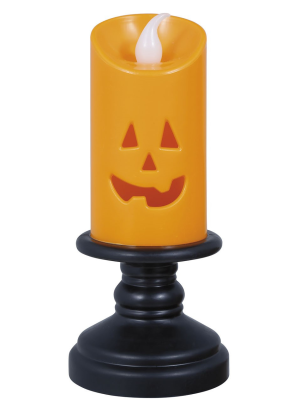 Candelabro con Vela Naranja y Luz de 12.5cm