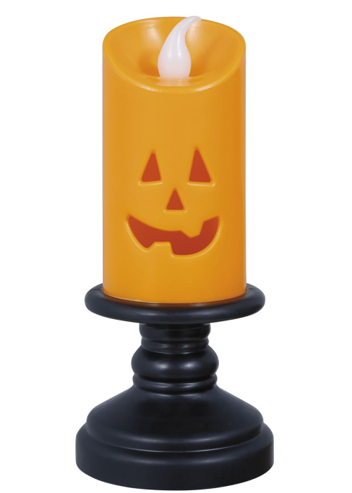 Candelabro con Vela Naranja y Luz de 12.5cm