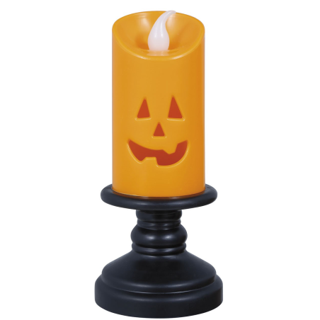 Candelabro con Vela Naranja y Luz de 12.5cm