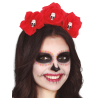 Diadema Flores Rojas con Calveras