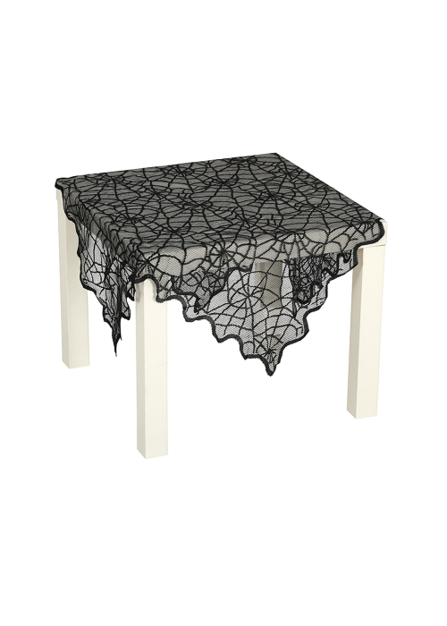 Mantel Telarañas Encaje Negro 100x75
