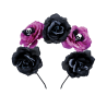 Diadema Flores Negra y Rosa con Calveras