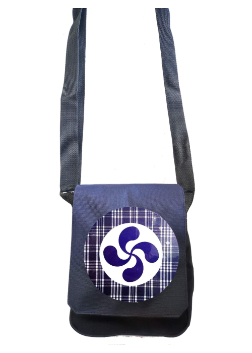 Bolso Bandolera Azul Lauburu Circulo Cuadros