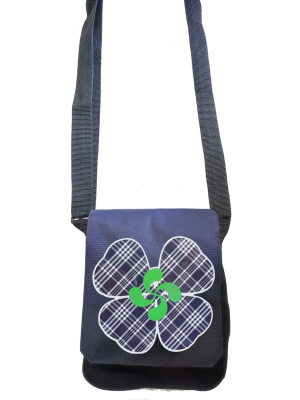 Bolso Bandolera Azul Lauburu trébol cuadros