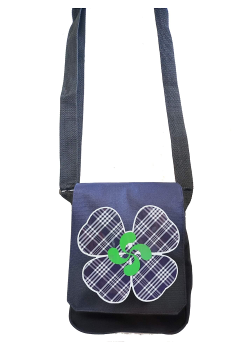 Bolso Bandolera Azul Lauburu trébol cuadros