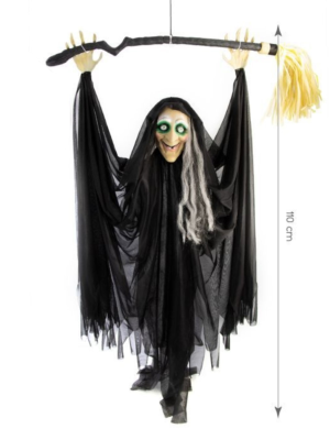 Muñeco Colgante Bruja Escoba con Luz