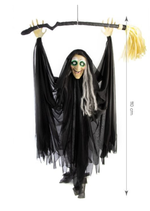 Muñeco Colgante Bruja Escoba con Luz