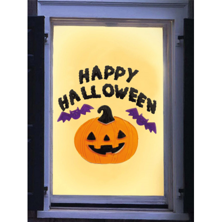 Pegatinas Happy Halloween Calabazas y murcielagos en Gel