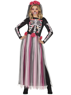 Disfraz de Catrina Rosa Largo