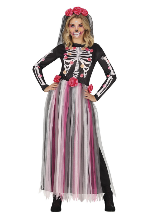 Disfraz de Catrina Rosa Largo