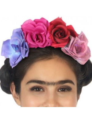 Diadema de Flores Multicolor - Complementos de Esqueletos y Catrinas