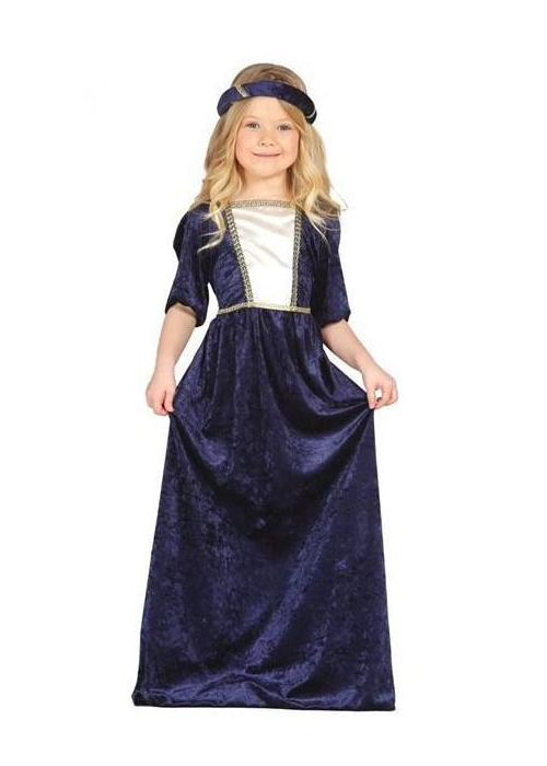 Disfraz de Dama Medieval Azul Infantil - Disfraces Medievales para Niñas