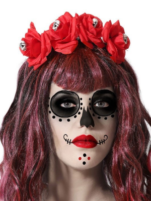 Diadema de Flors de color Vermell i Negre