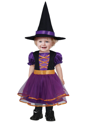 Disfraz de Bruja Morada y Naranja Bebe