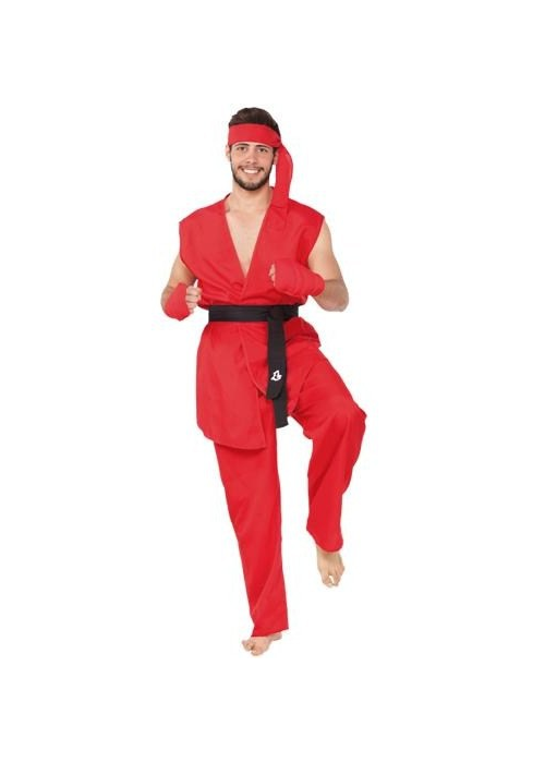 Disfraz de Ninja Red Fighter para hombre, conjunto de chaleco y