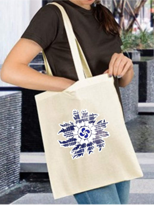 Bolsa Lona con Eguzkilore cuadros Lauburu