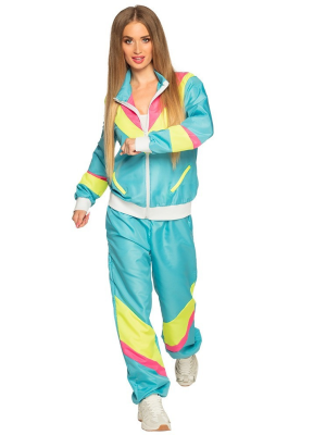 Disfraz de Chandal azul neon años 90 mujer
