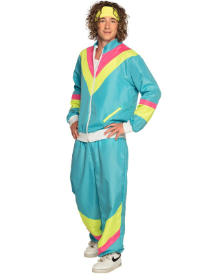 Disfraz de Chándal años 80 Azul neon Hombre