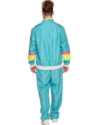 Disfraz de Chándal años 80 Azul neon Hombre