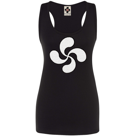Camiseta Lauburu Motas Tirantes Negra