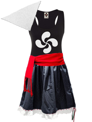 Conjunto Neska negro tirantes Lauburu - Trajes Vascos