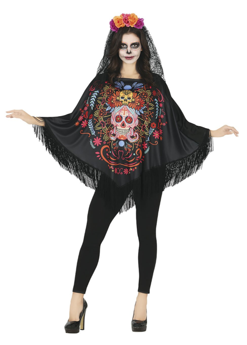 Disfraz de Poncho Catrina Mexicana
