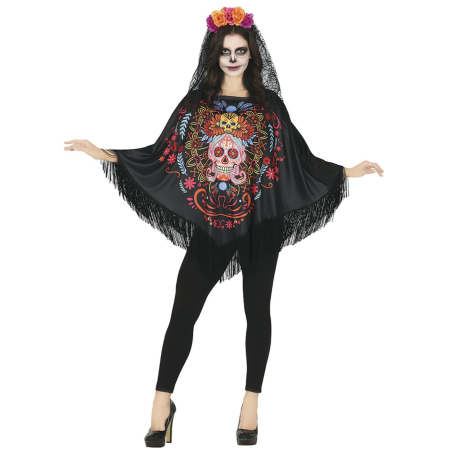 Disfraz de Poncho Catrina Mexicana
