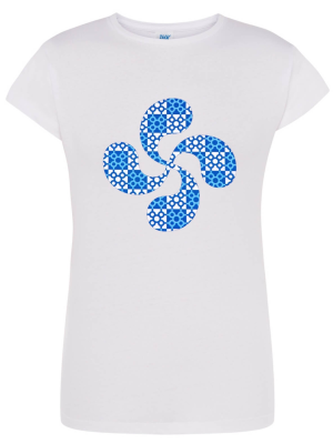 Camiseta Lauburu Baldosa Bilbao Blanca Mujer