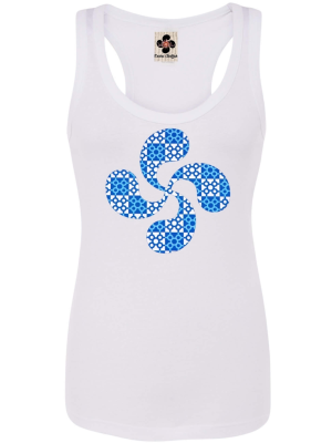 Camiseta Lauburu Baldosa Bilbao Blanca Tirantes Mujer