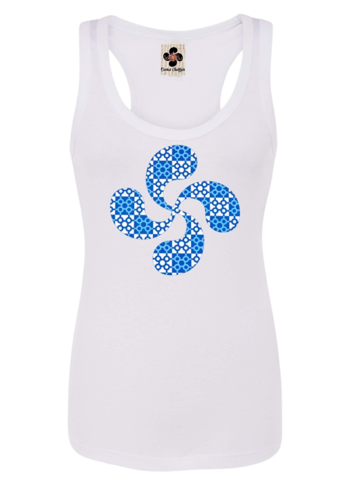 Camiseta Lauburu Baldosa Bilbao Blanca Tirantes Mujer