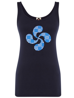 Camiseta Lauburu Baldosa Bilbao Azul Mujer Tirantes