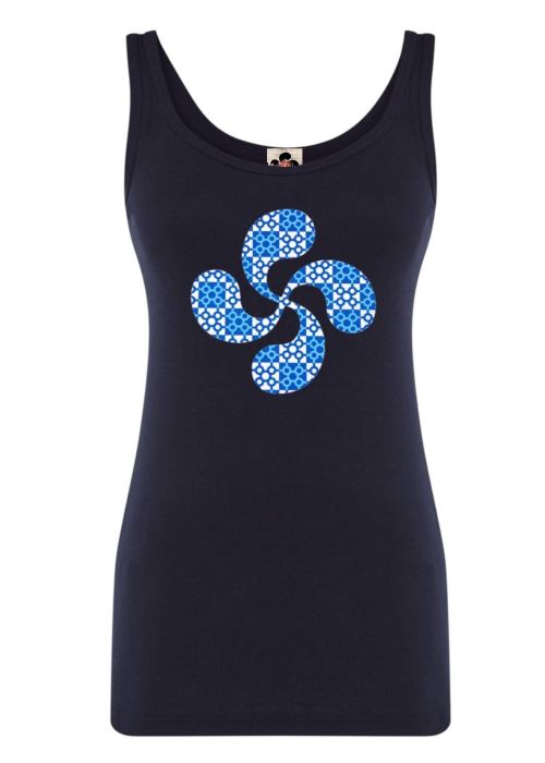 Camiseta Lauburu Baldosa Bilbao Azul Mujer Tirantes