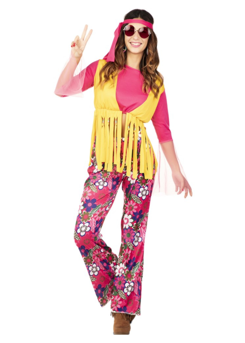 Disfraz De Hippie Chica Rosa para mujer - Disfraces Años 60-70 (Hippies)
