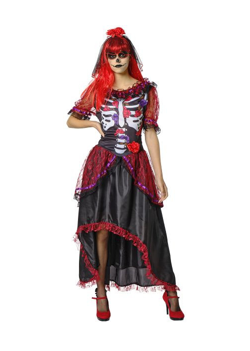 Disfraz de Catrina Rojo Largo