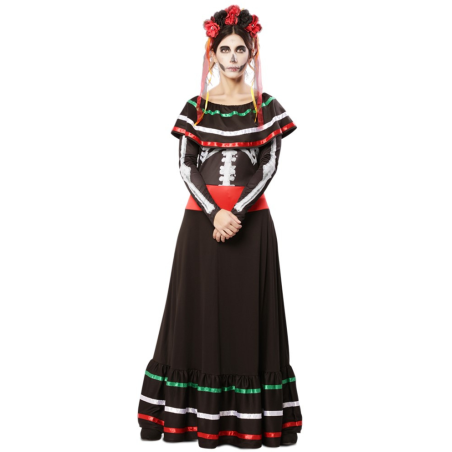 Disfraz de Catrina Largo para Mujer - Disfraces Halloween Esqueletos