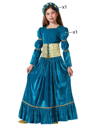 Disfraz de Dama Medieval Azul Infantil